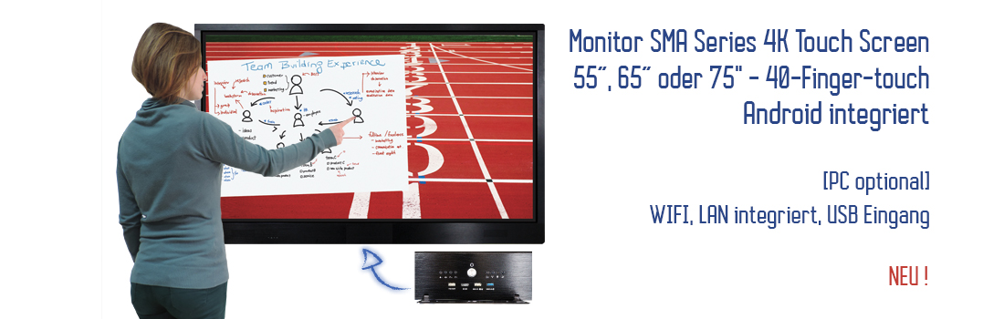 Interaktiver Monitor Series SMA 4K 40-Finger-touch - 55”, 65” und 75”