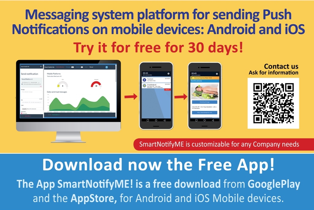 Try SmartNofityme for free for 30 days! and download now the free app from Apple Store or Google Play