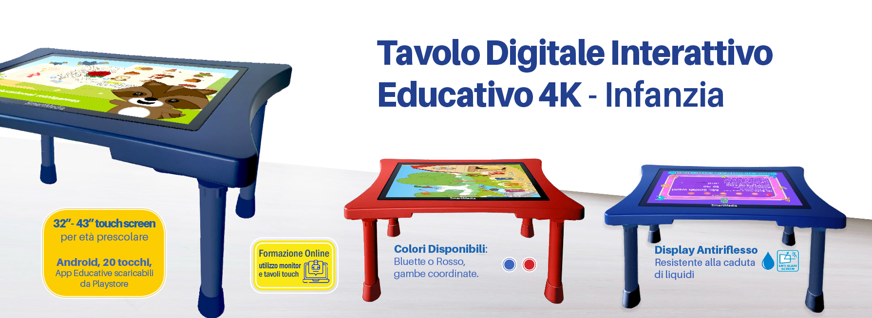 Tavolo digitale touchscreen Education Scuola Infanzia MDF e polipropilene -  SmartMedia Srl - touch screen, lavagne interattive